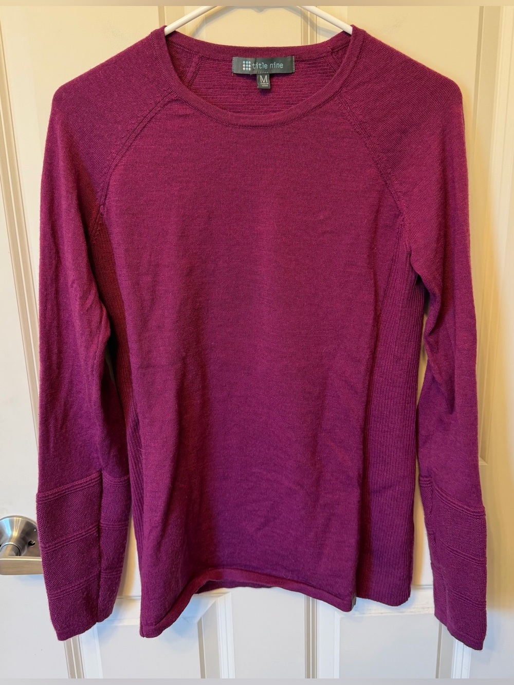 Title Nine 100% Fine Merino Wool Sweater in Berry, Size Medium